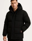 Men's Winter Jacket Hooded Windproof Casual Loose Fit Parka