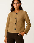 Women's Suede Bomber Jacket Long Sleeve Winter Coat