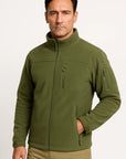Men's Fleece Jacket Windproof Full Zip Outdoor Coat with Multiple Pockets