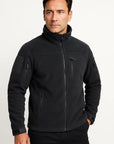 Men's Fleece Jacket Windproof Full Zip Outdoor Coat with Multiple Pockets