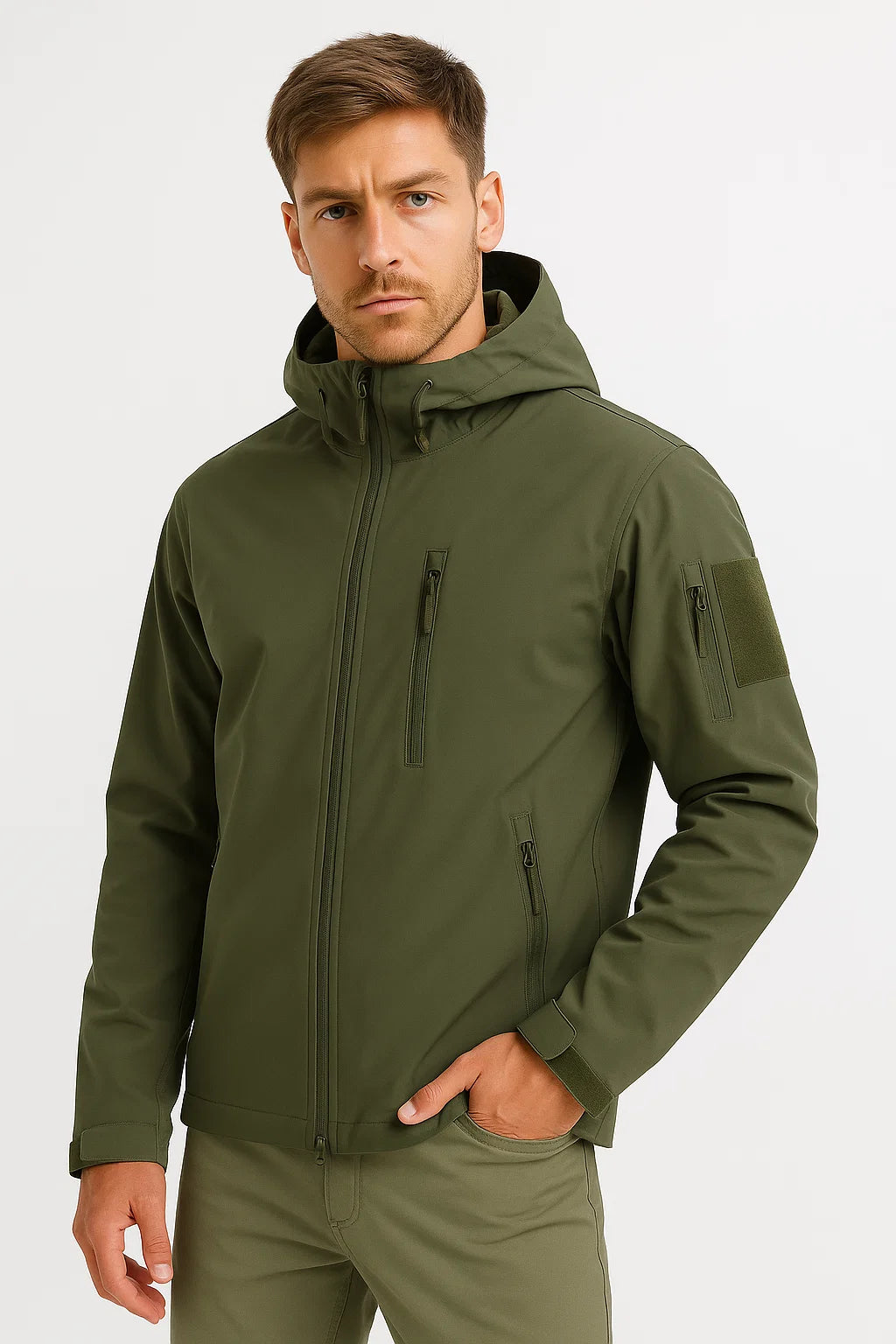 Men's Waterproof Tactical Jacket Soft Shell Hooded Windproof