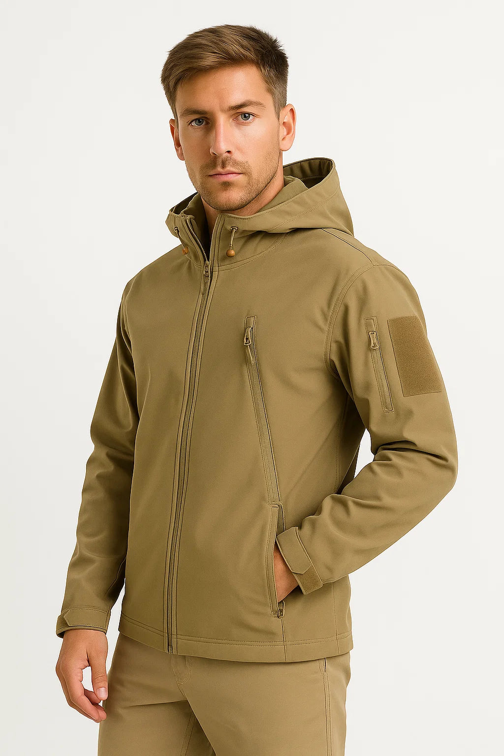Men's Waterproof Tactical Jacket Soft Shell Hooded Windproof