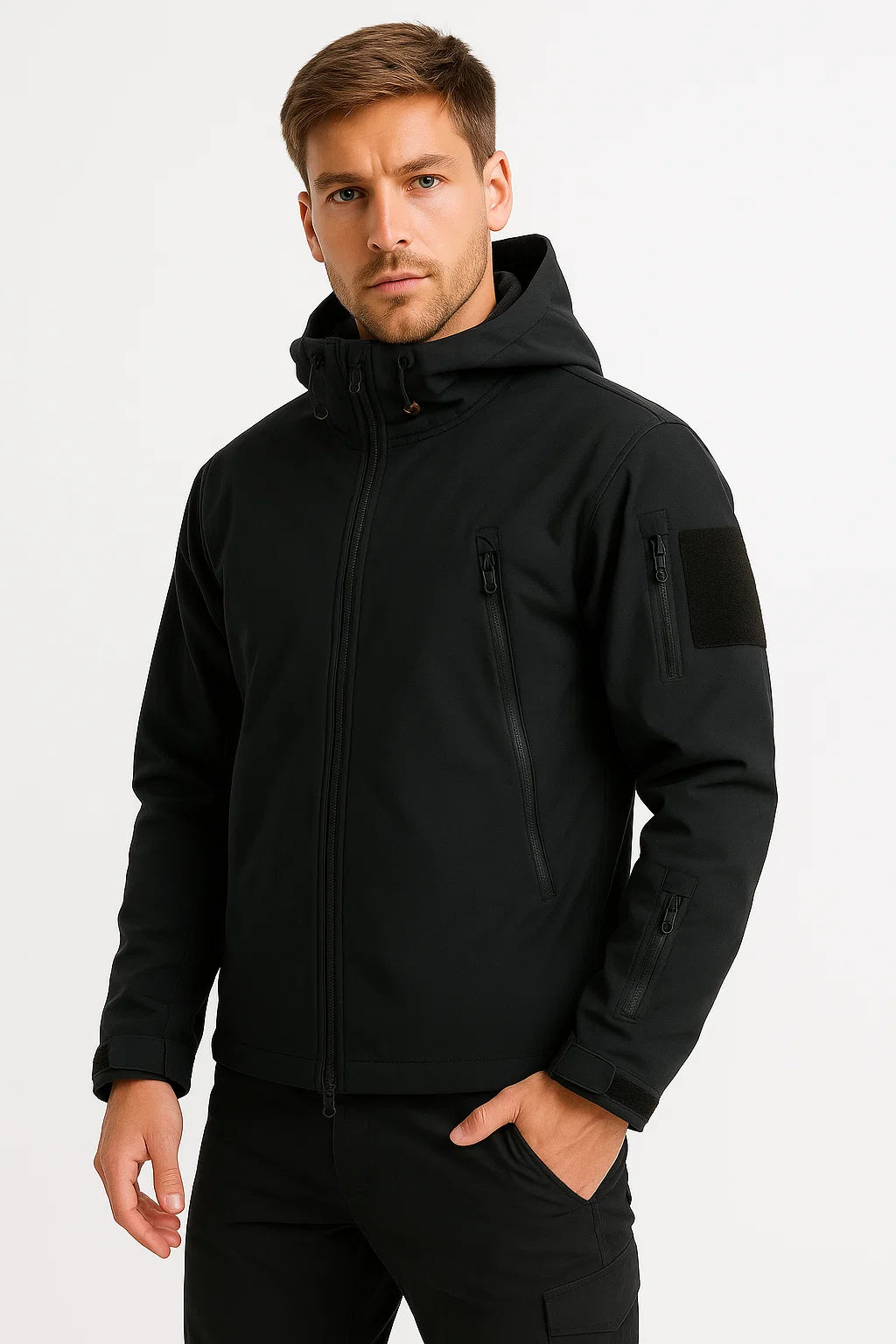 Men's Waterproof Tactical Jacket Soft Shell Hooded Windproof