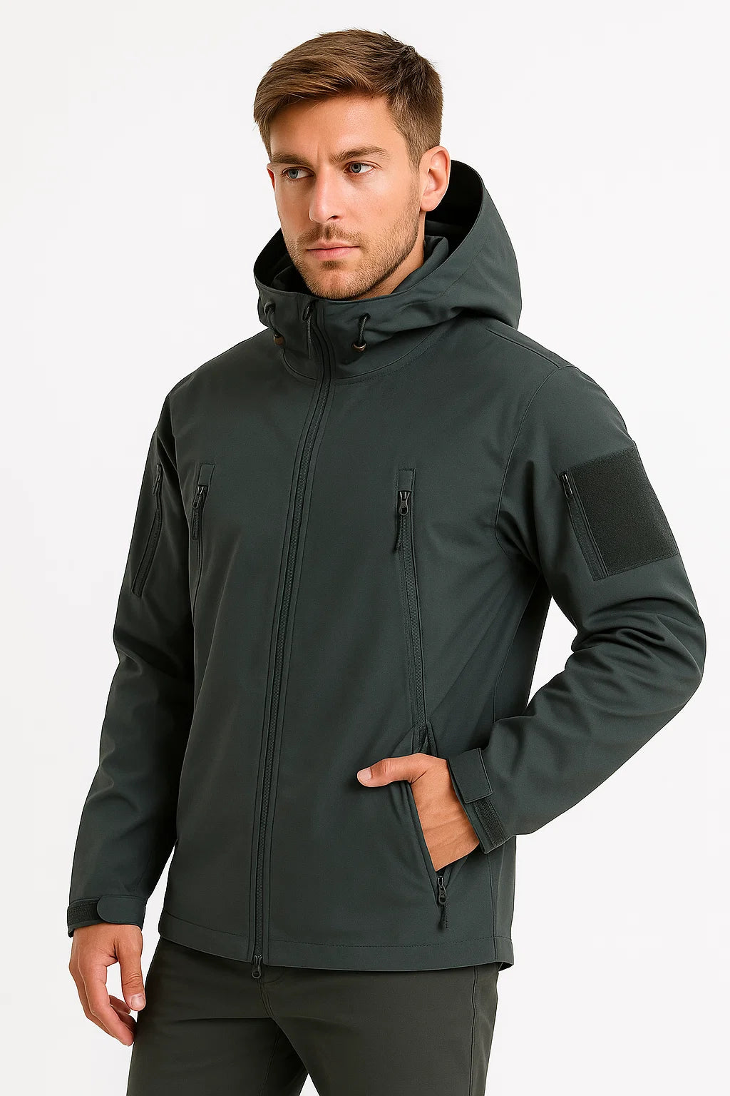 Men's Waterproof Tactical Jacket Soft Shell Hooded Windproof