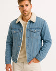 Men's Fleece Jacket Denim Thickened Winter Loose Fit