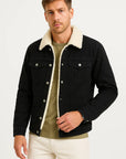 Men's Fleece Jacket Denim Thickened Winter Loose Fit