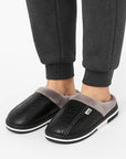 Men's Slippers PU Leather Waterproof Indoor Fur Casual Winter Shoes