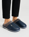 Men's Slippers PU Leather Waterproof Indoor Fur Casual Winter Shoes