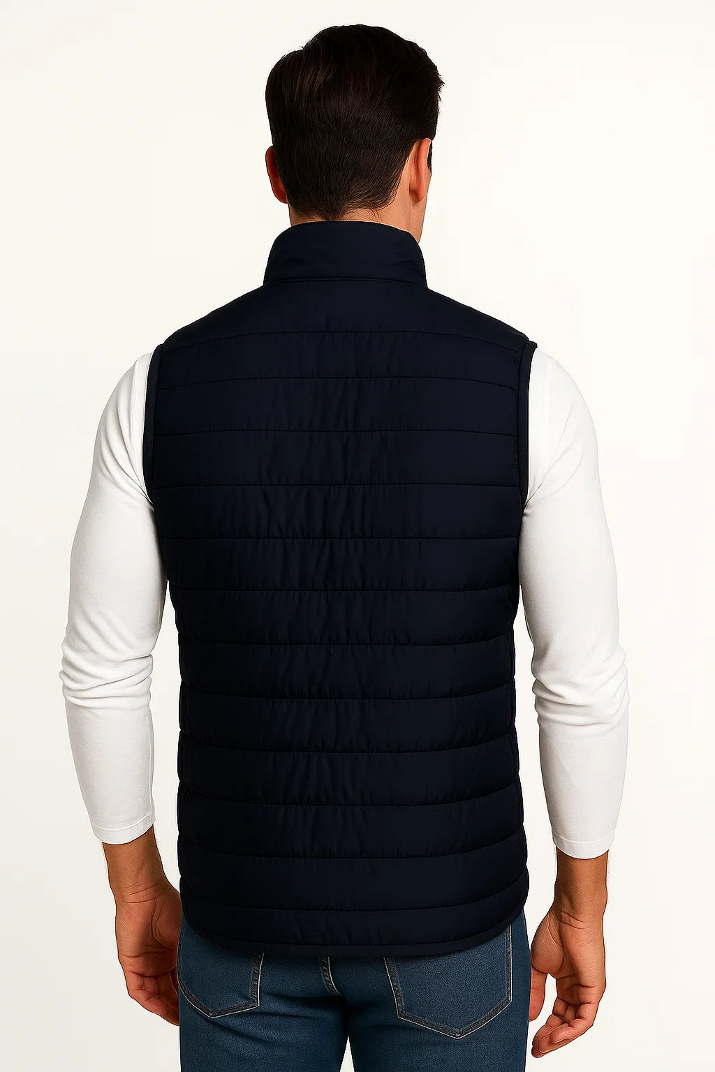 Men's Puffer Vest Polyester-Padded Sleeveless Winter Jacket