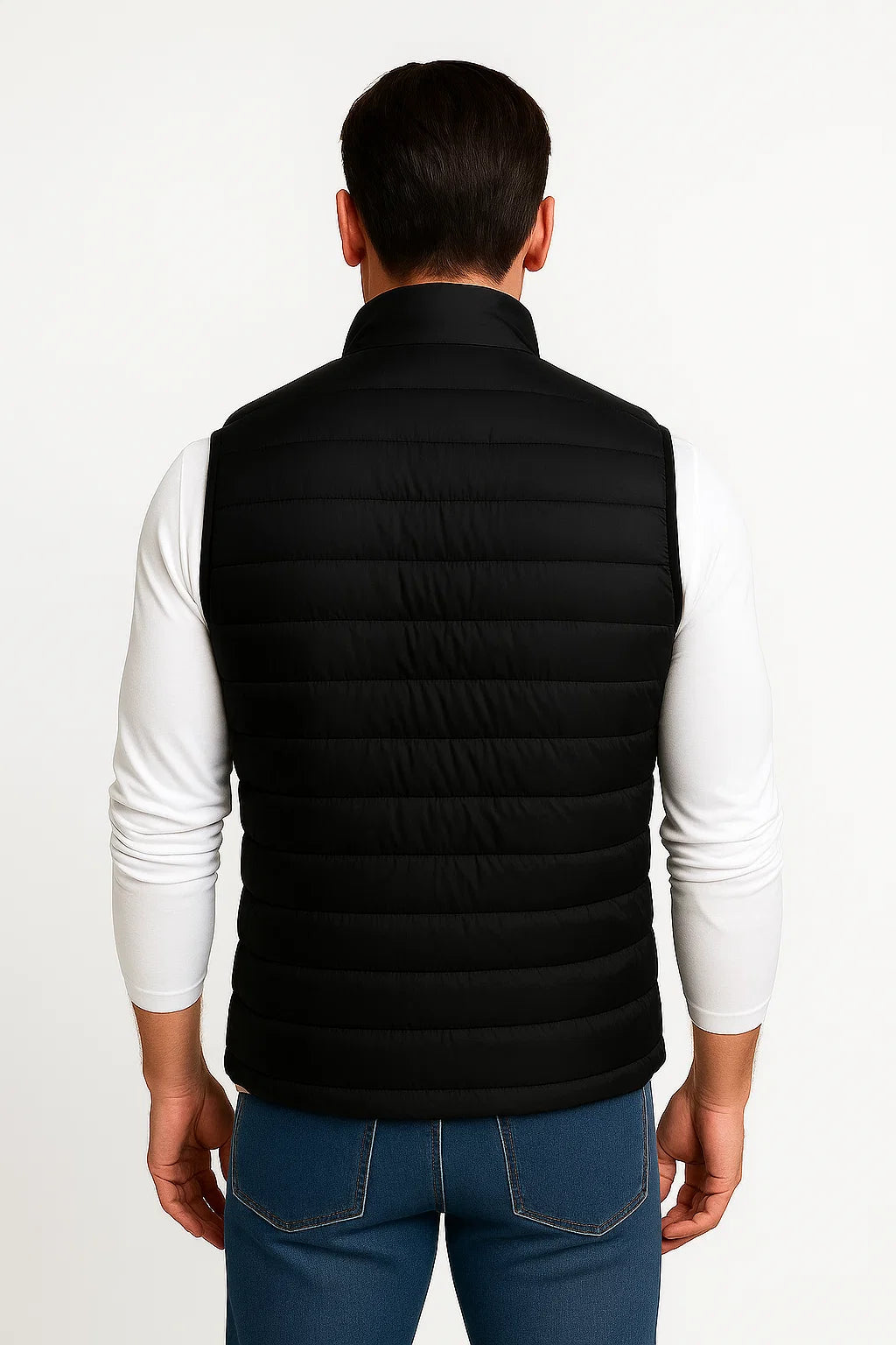 Men's Puffer Vest Polyester-Padded Sleeveless Winter Jacket