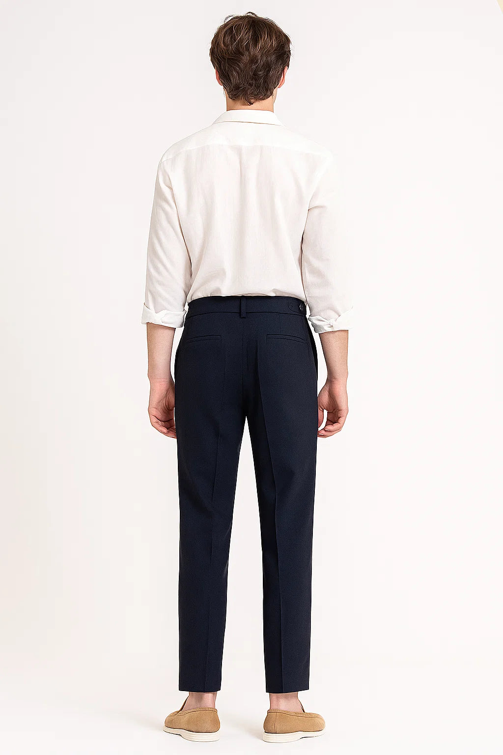 Men's Trousers Modern Fit Cotton Elegant with Folds