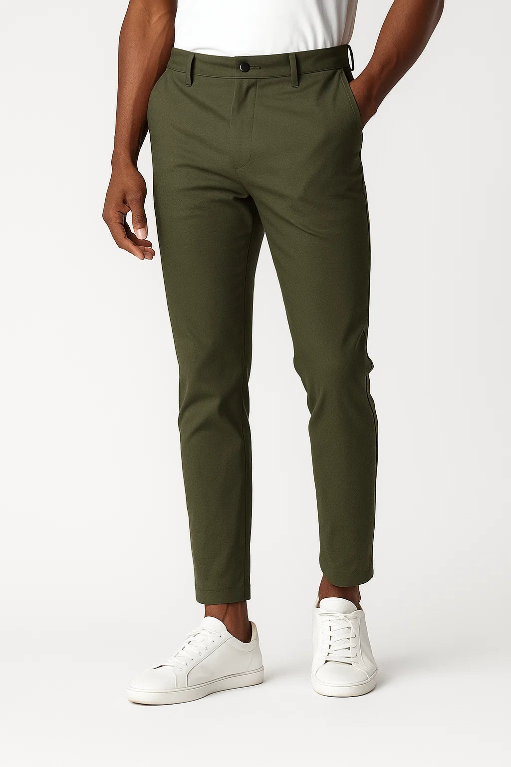 Men's Chino Pants Khaki Stretch Fabric Modern Fit