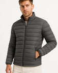 Men's Padded Jacket Polyester Casual Raised Collar