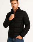 Men's Padded Jacket Polyester Casual Raised Collar