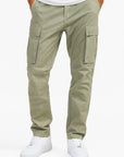 Men's Overalls Cotton Loose Fit Tactical Pants with Elastic Waist
