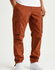 Men's Overalls Cotton Loose Fit Tactical Pants with Elastic Waist