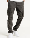 Men's Overalls Cotton Loose Fit Tactical Pants with Elastic Waist