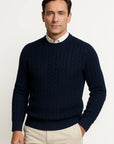 Men's Sweater Cable Knit Close-Fitting Lightweight