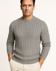 Men's Sweater Cable Knit Close-Fitting Lightweight