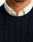 Men's Sweater Cable Knit Close-Fitting Lightweight