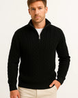 Men's Quarter Zip Sweater Cable Knit Heavyweight