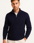 Men's Quarter Zip Sweater Cable Knit Heavyweight