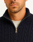 Men's Quarter Zip Sweater Cable Knit Heavyweight