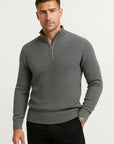 Men's Quarter Zip Pullover Waffle Knit Soft Fabric Relaxed Fit