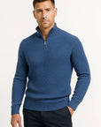 Men's Quarter Zip Pullover Waffle Knit Soft Fabric Relaxed Fit