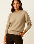 Women's Cashmere Sweater Mock Neck Long Sleeve Pullover