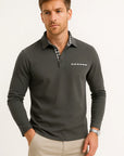 Men's Long Sleeve Polo Shirt Cotton Blend