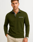 Men's Long Sleeve Polo Shirt Cotton Blend