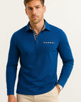Men's Long Sleeve Polo Shirt Cotton Blend