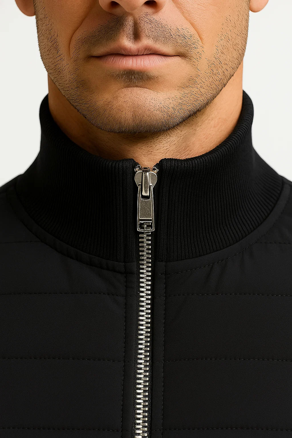 Men's Jacket Hybrid Quilted Knitted Sleeves Polyester Cotton