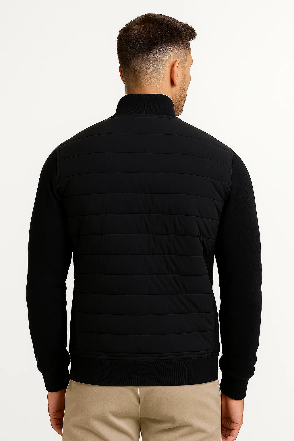 Men's Jacket Hybrid Quilted Knitted Sleeves Polyester Cotton