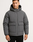 Men's Winter Jacket Quilted Hooded Padded Oversized