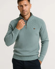 Men's Quarter Zip Sweater Cotton High Collar Knitwear