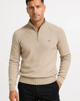 Men's Quarter Zip Sweater Cotton High Collar Knitwear