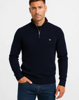 Men's Quarter Zip Sweater Cotton High Collar Knitwear