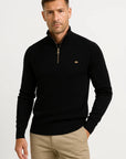 Men's Quarter Zip Sweater Cotton High Collar Knitwear