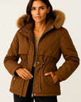 Women's Parka Jacket Water-Resistant Faux Fur Lining Adjustable Fit