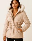 Women's Parka Jacket Water-Resistant Faux Fur Lining Adjustable Fit