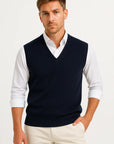 Men's Sweater Cotton Blend Sleeveless V-Neck Classic Fit