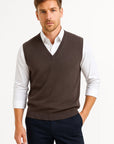 Men's Sweater Cotton Blend Sleeveless V-Neck Classic Fit