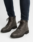 Men's Black Ankle Boots PU Leather Lace-Up Cushioned Collar