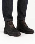 Men's Black Ankle Boots PU Leather Lace-Up Cushioned Collar