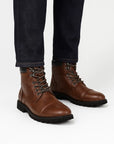 Men's Black Ankle Boots PU Leather Lace-Up Cushioned Collar