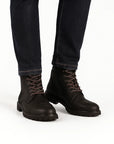 Men's Black Ankle Boots PU Leather Lace-Up Cushioned Collar