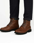 Men's Black Ankle Boots PU Leather Lace-Up Cushioned Collar