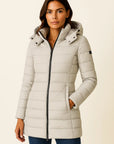 Women's Black Puffer Jacket PU Leather Slim Fit Long Sleeve